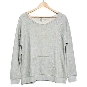 Vintage Havana Pearl Beaded Pullover Gray Sweatshirt Size Medium NWT Baggy Boxy